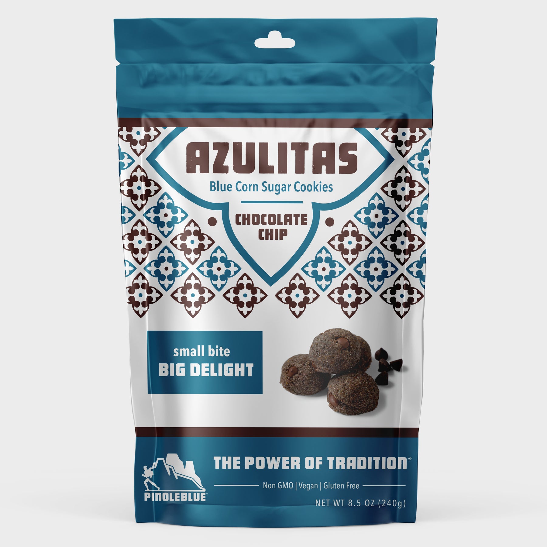 Azulitas Chocolate Chips Organic Blue Corn Mexican Wedding Sugar Cookies - Pinole Blue